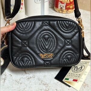 Valentino Orlandi Small Black Quilted Crossbody Bag, New with Tag
